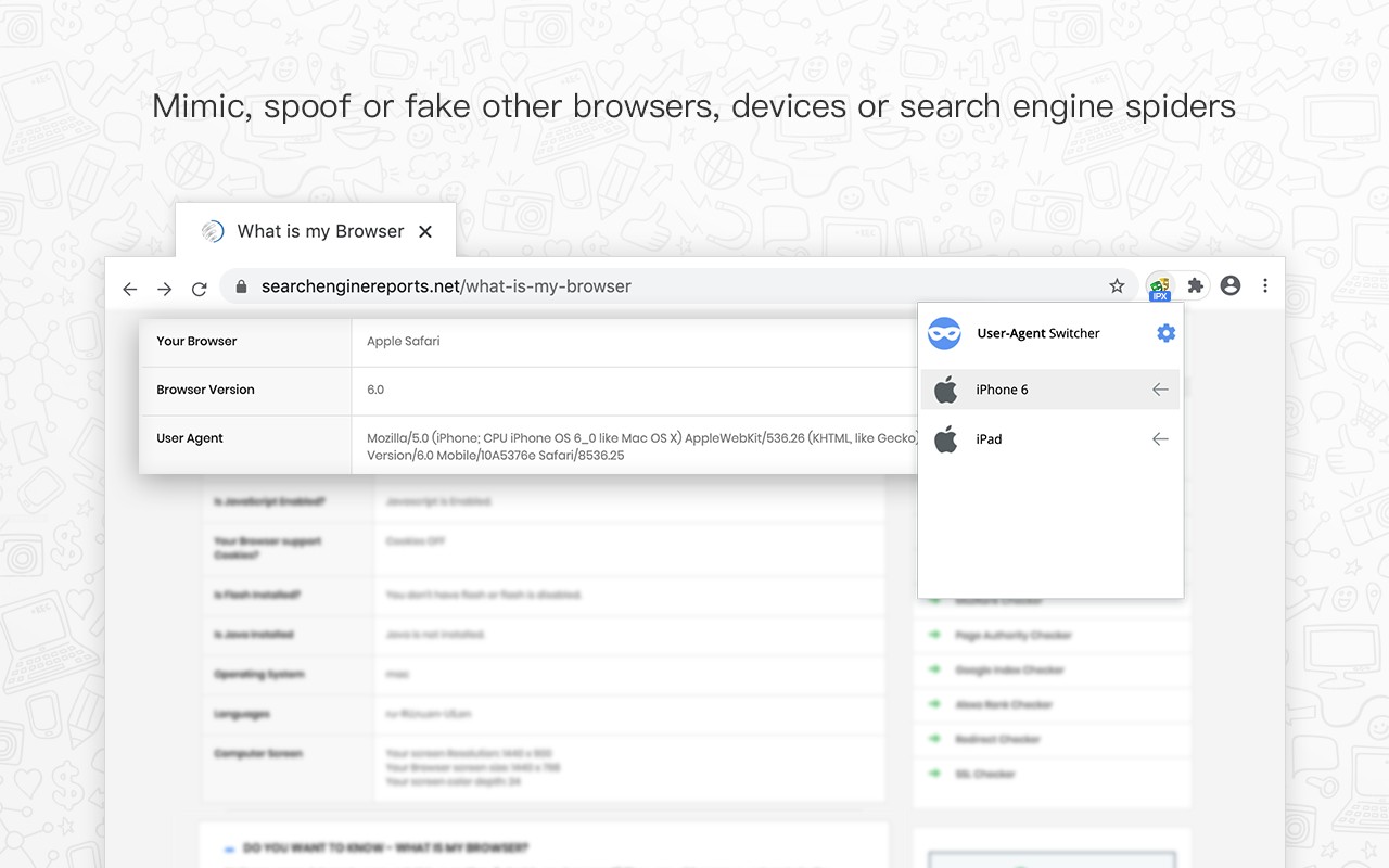 User Agent Switcher screenshot
