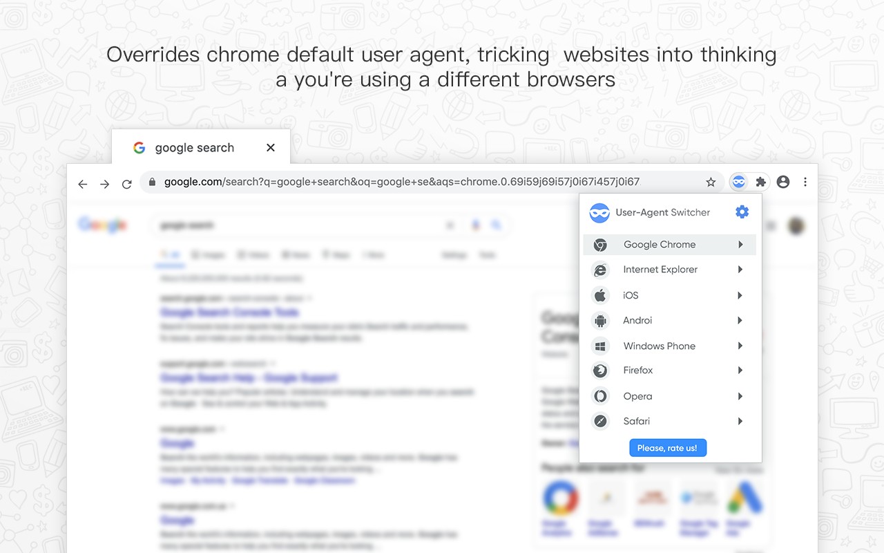 User Agent Switcher screenshot