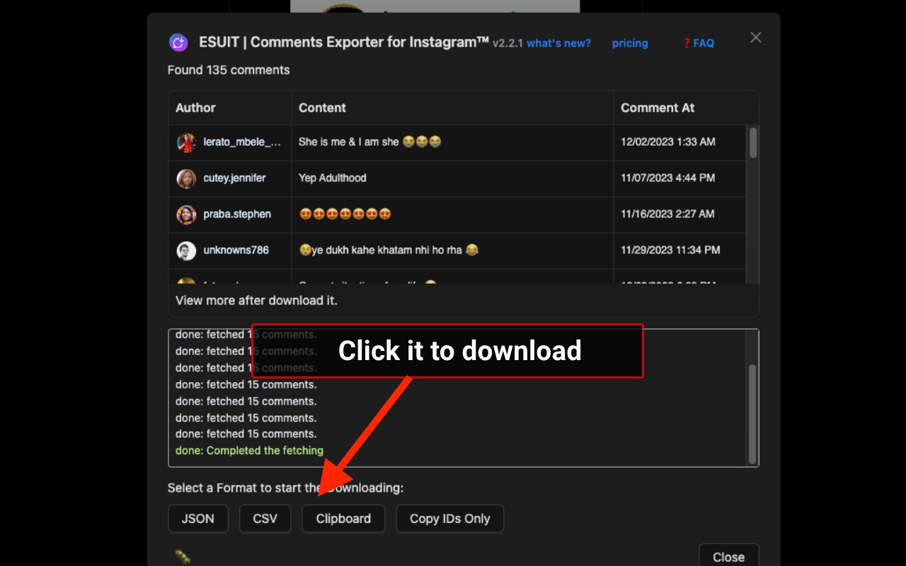 ESUIT | Comments Exporter for Instagram™ screenshot
