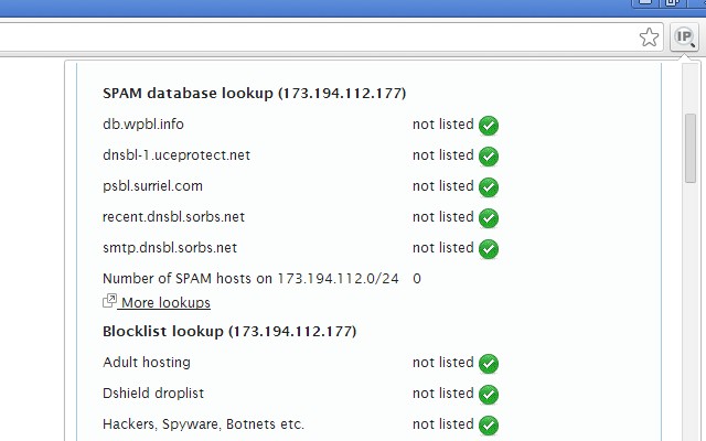 IP Address and Domain Information screenshot