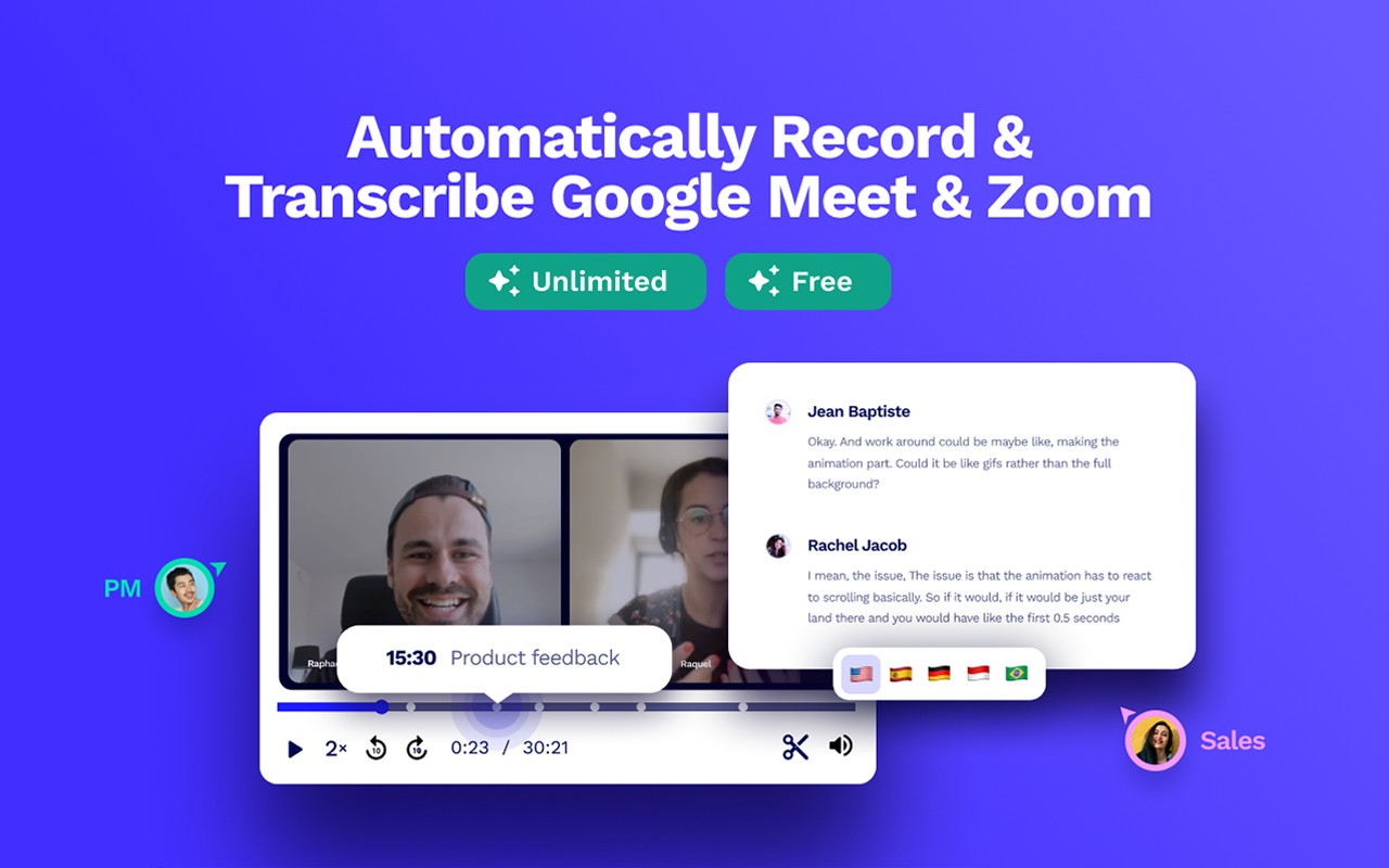 Record, Transcribe & ChatGPT/Claude for Google Meet screenshot