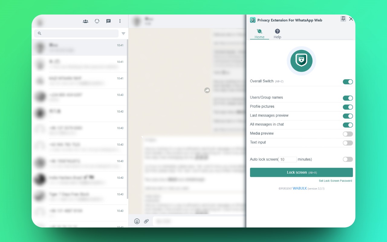 Privacy Extension For WhatsApp Web - WABULK screenshot
