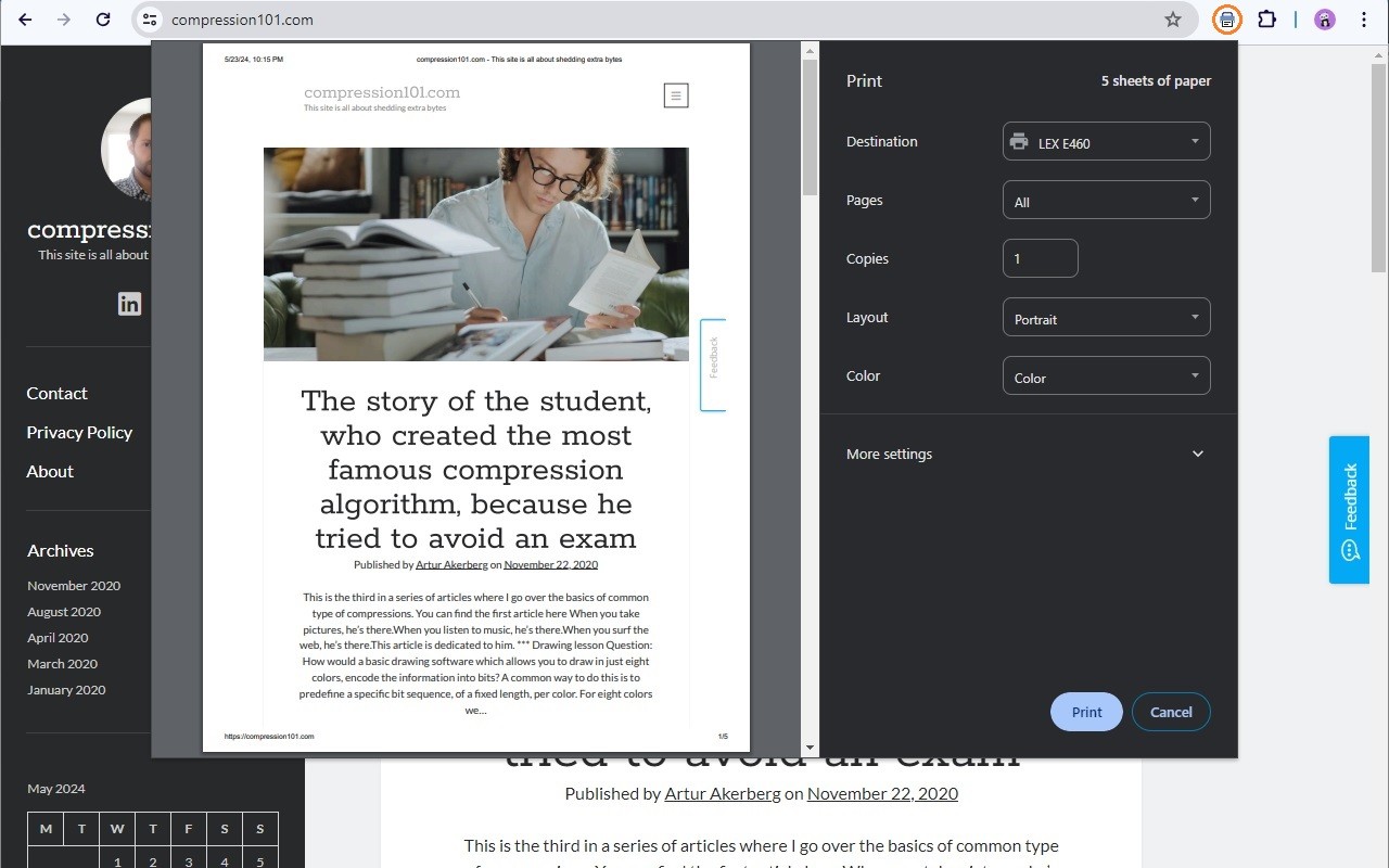 Print button extension screenshot