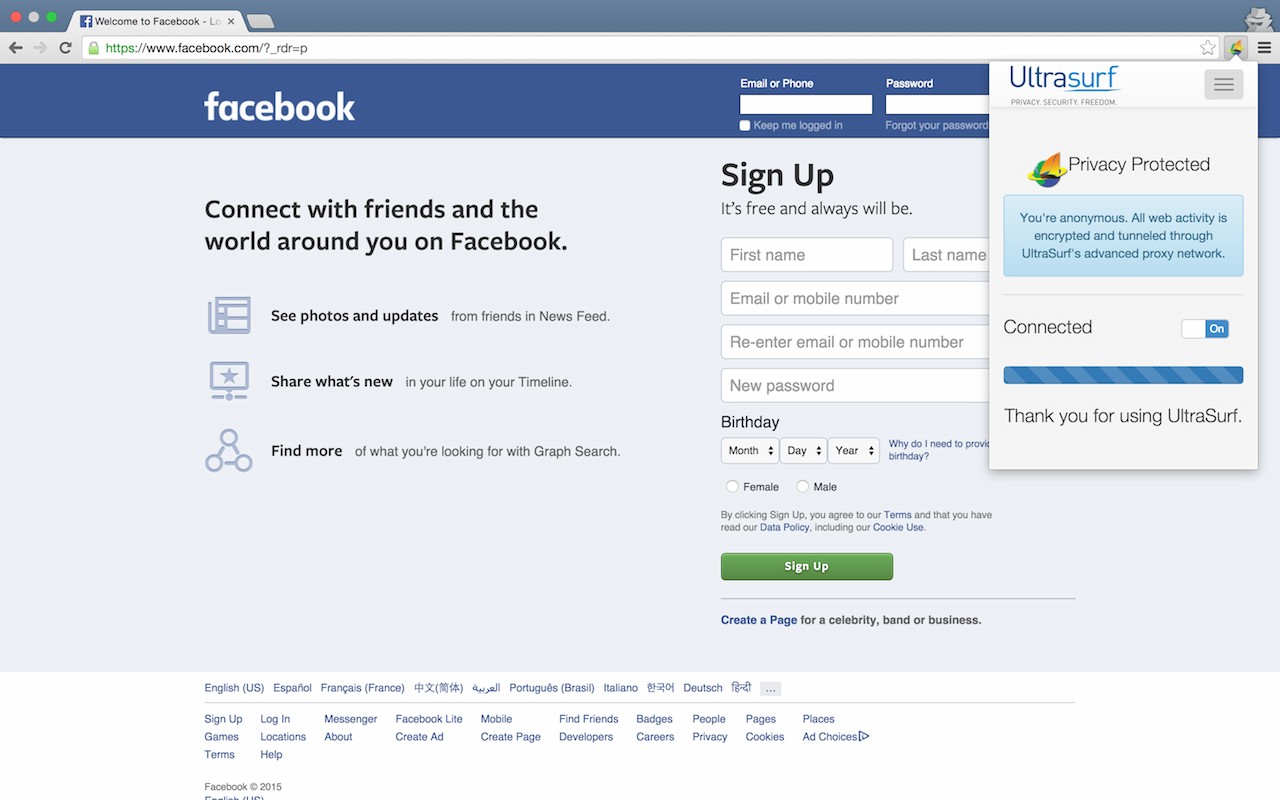 UltraSurf Security, Privacy & Freedom VPN screenshot