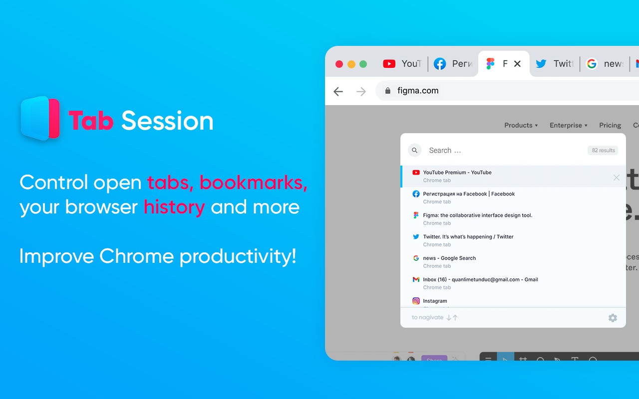 Tab Session - history, tabs and bookmarks screenshot