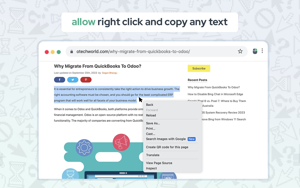 Allow Copy - Select & Enable Right Click screenshot