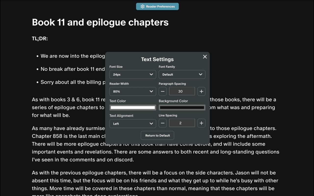Readeon: A Patreon Reading Extension screenshot