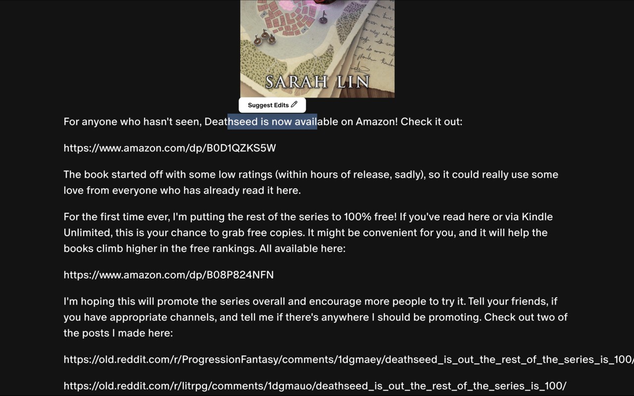 Readeon: A Patreon Reading Extension screenshot