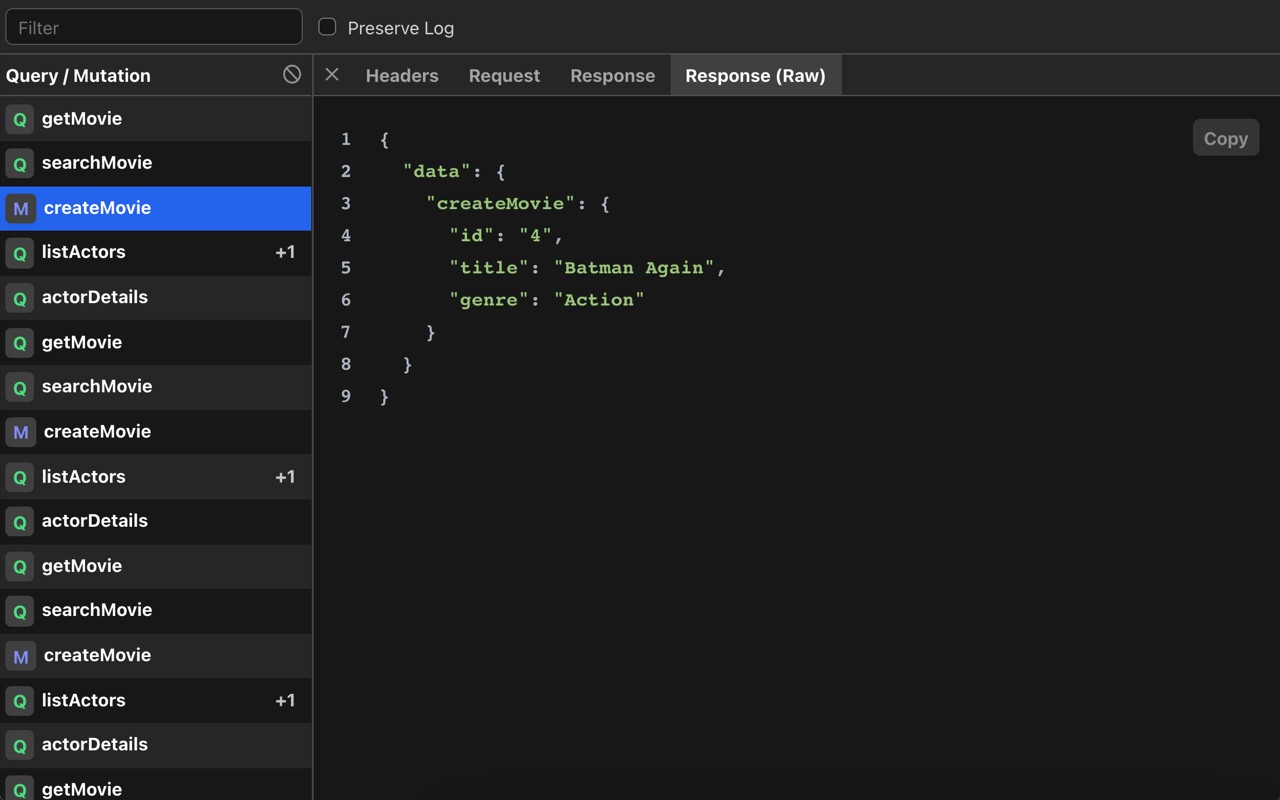 GraphQL Network Inspector screenshot