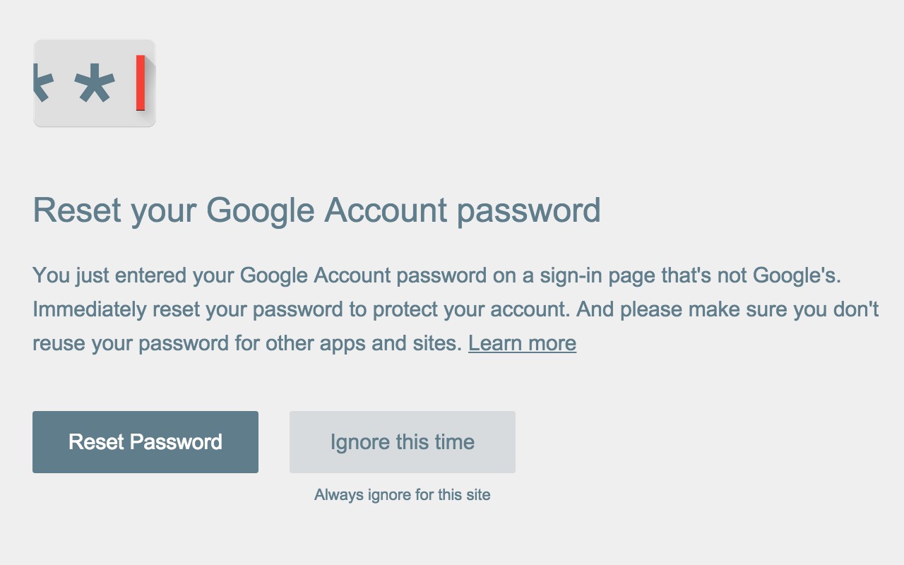 Password Alert screenshot