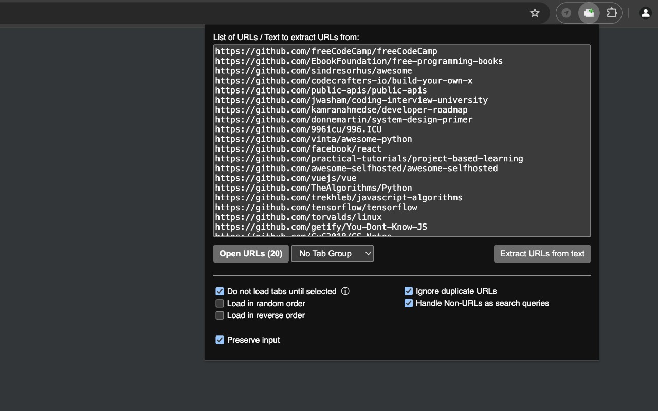Open Multiple URLs screenshot
