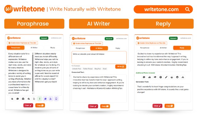 Writetone: AI Writing Assistant & Grammar Fix screenshot
