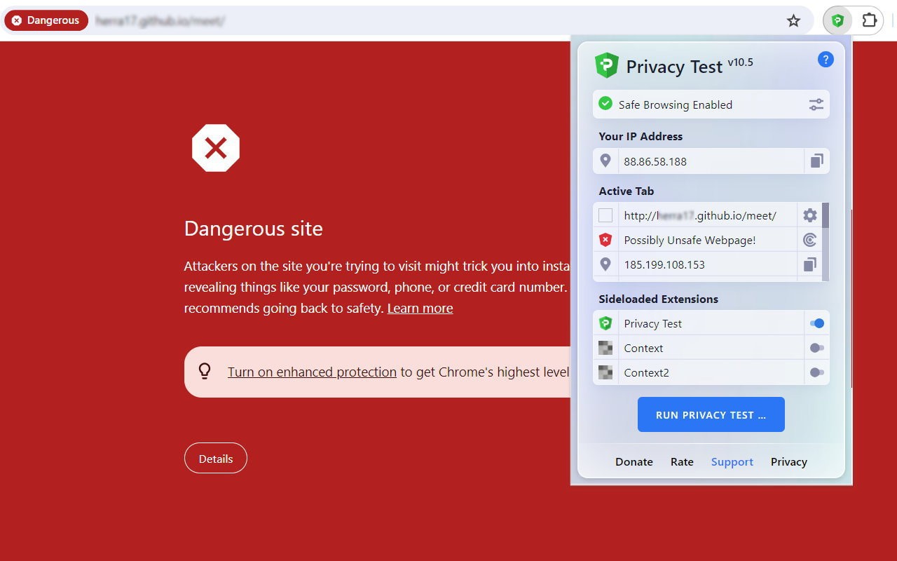 Privacy Test screenshot