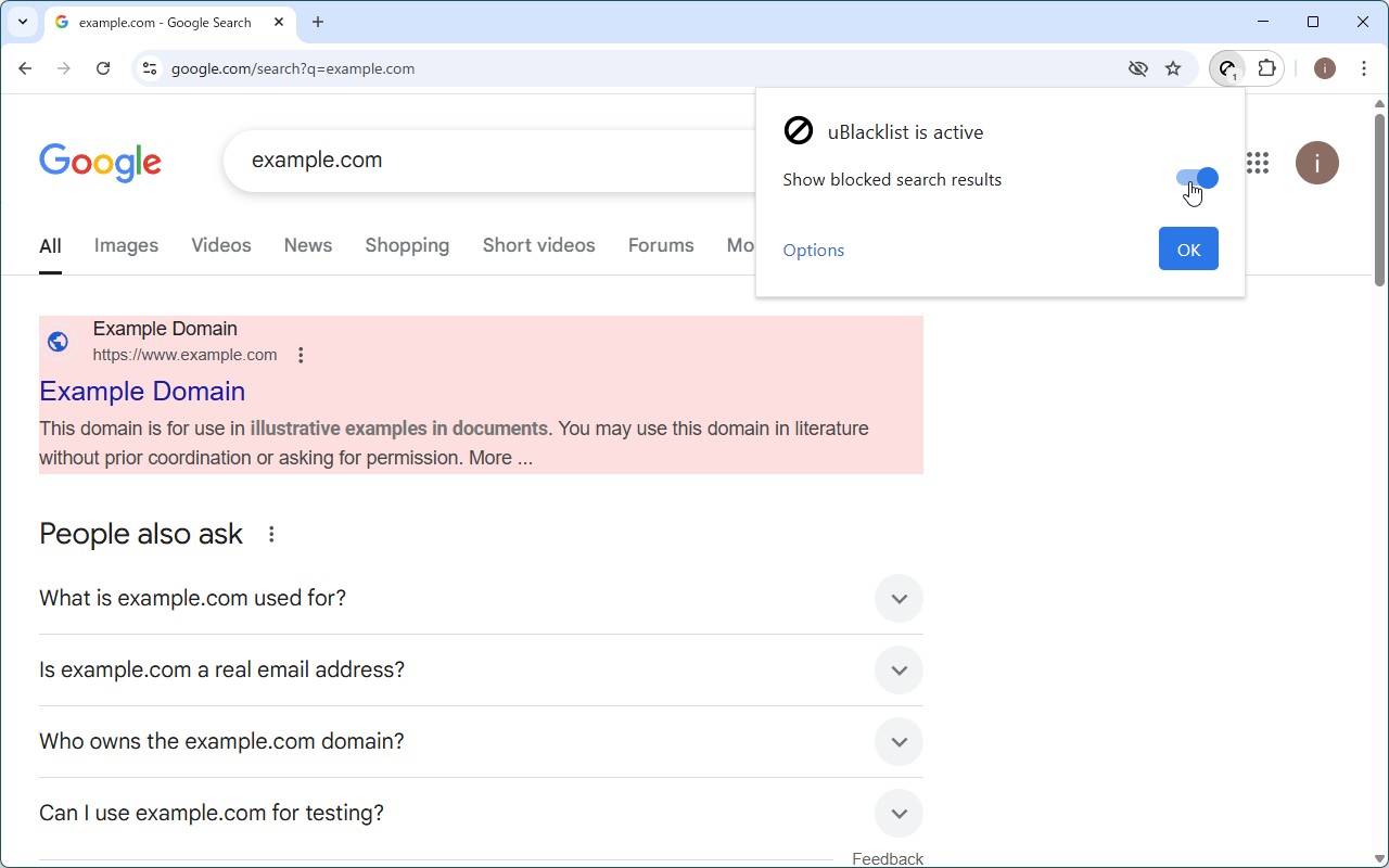 uBlacklist screenshot