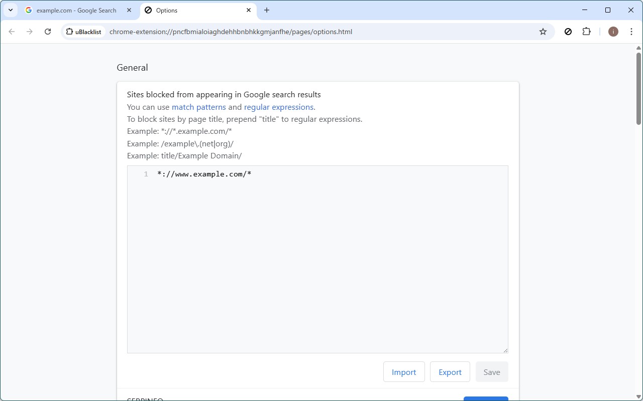 uBlacklist screenshot